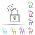Secure line vpn multi color icon. Simple thin line, outline vector of security icons for ui and ux, website or mobile application Royalty Free Stock Photo