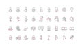 Secure lock and key to unlock access and open, padlock with keyhole line icon set Royalty Free Stock Photo