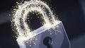 Secure Lock with Sparkling Particles and Keyhole Royalty Free Stock Photo