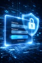 Secure Login Interface Design With Password Protection And Digital Shield Cybersecurity Concept Royalty Free Stock Photo