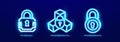 Secure Login Password Protection Access Control Icon Set. Blockchain Security Distributed Secure Network Line Neon Logos Royalty Free Stock Photo