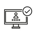 Secure login success. Four 4 digit Vector. User password verified. Computer screen icon Royalty Free Stock Photo