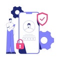 Secure Login And User Authentication With Mobile App And Security Settings. Flat Vector Illustration About Online Safety