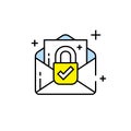 Secure mail delivery line icon