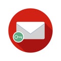 Secure mail icon. Email icon with long shadow.