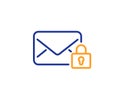 Secure Mail line icon. Private Message correspondence sign. Vector