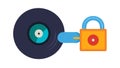 Secure Media Playback. Vinyl Record, Padlock, and Play Button, vector design Generative AI Royalty Free Stock Photo