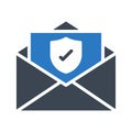Secure message glyph color flat vector icon Royalty Free Stock Photo
