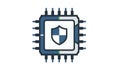 Secure Microchip Icon with Shield Symbol Royalty Free Stock Photo