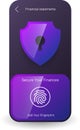Secure Mobile App Interface With Fingerprint Authentication And Shield Icon Design