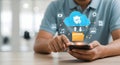 Secure Mobile Cloud Interaction in a Modern Professional Royalty Free Stock Photo