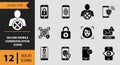 12 Secure Mobile Communication Icons solid icon set. encrypted call secure mobile communication solid icons Royalty Free Stock Photo