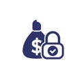 secure money icon on white Royalty Free Stock Photo