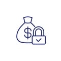 secure money line icon on white Royalty Free Stock Photo