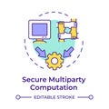 Secure multiparty computation multi color concept icon Royalty Free Stock Photo