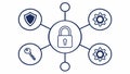 Secure Network & Data Protection System, vector design Generative AI Royalty Free Stock Photo