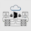 Secure Network Gateway Visualization Illustrating Cloud Computing Two User Interfaces Multiple Padlocks Interconnected Lines Black Royalty Free Stock Photo