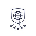 secure network icon, online security line vector
