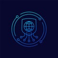 secure network icon, online security linear design