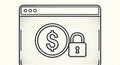 Secure online payment concept with dollar coin and lock icon on a browser window isolated on transparent background Royalty Free Stock Photo