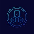secure operation icon with gears and a shield Royalty Free Stock Photo