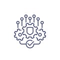 secure operations line icon on white