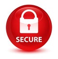 Secure (padlock icon) glassy red round button Royalty Free Stock Photo