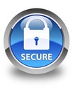 Secure (padlock icon) glossy blue round button Royalty Free Stock Photo