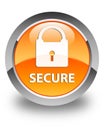 Secure (padlock icon) glossy orange round button Royalty Free Stock Photo