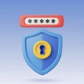 Secure password entry shield keyhole icon digital security online authentication safety concept Royalty Free Stock Photo