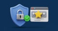 Secure Password with Shield Padlock and Checkmark for Website Access