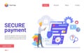 Secure payment flat landing page vector template Royalty Free Stock Photo