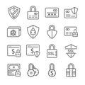 Secure payment line icon set. Included the icons as credit cad, safe, protection, ssl, encryption and more. Royalty Free Stock Photo