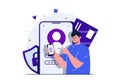 Secure payment modern flat concept for web banner design.