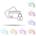 Secure payment multi color icon. Simple thin line, outline vector of security icons for ui and ux, website or mobile application Royalty Free Stock Photo