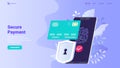 Secure payment vector illustration. Personal information security. Money security, online payment technology. Online services Royalty Free Stock Photo