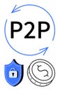 Secure Peer-to-Peer Transaction Concept with P2P, Money Coin, and Shield Lock