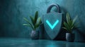 Secure Personal Account Concept: Green Checkmark Shield Symbolizing Security, Protection, and Privacy