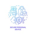 Secure personal device blue gradient concept icon