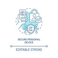 Secure personal device turquoise concept icon