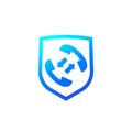 Secure phone call icon with a shield