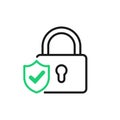 Secure protection icon. Data protection symbol. Lock with shield concept. Vector illustration EPS10 Royalty Free Stock Photo