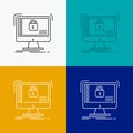 secure, protection, safe, system, data Icon Over Various Background. Line style design, designed for web and app. Eps 10 vector Royalty Free Stock Photo