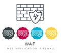 Secure Protection - Web Application Firewall - WAF Icon - Stock Illustration