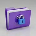 Secure purple folder with a blue padlock symbolizing data protection and confidentiality Royalty Free Stock Photo