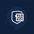 Secure qr code payment icon with shield, vector Royalty Free Stock Photo