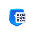 Secure qr code payment vector icon with shield Royalty Free Stock Photo