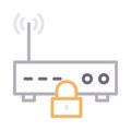 Secure router thin line color vector icon Royalty Free Stock Photo