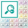 Secure search flat color icons with quadrant frames