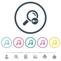 Secure search flat color icons in round outlines